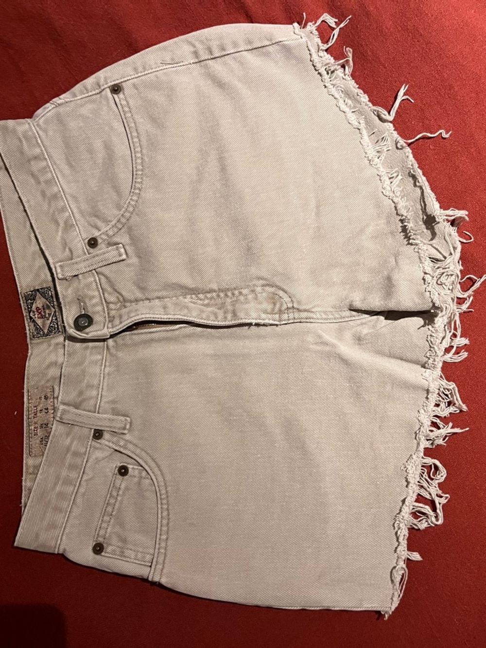 Frayed Hem Light Beige denim shorts